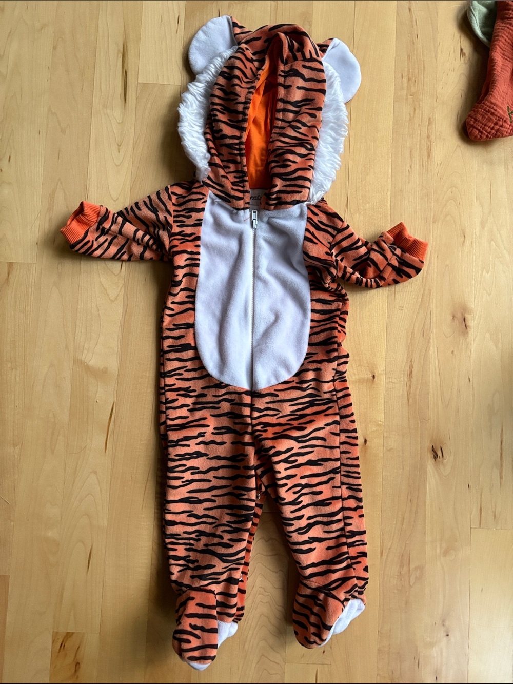 Orange Tiger Hooded Baby One-Piece Romper